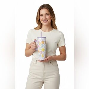 NEW Stainless Steel Insulares Tumbler White with Straw